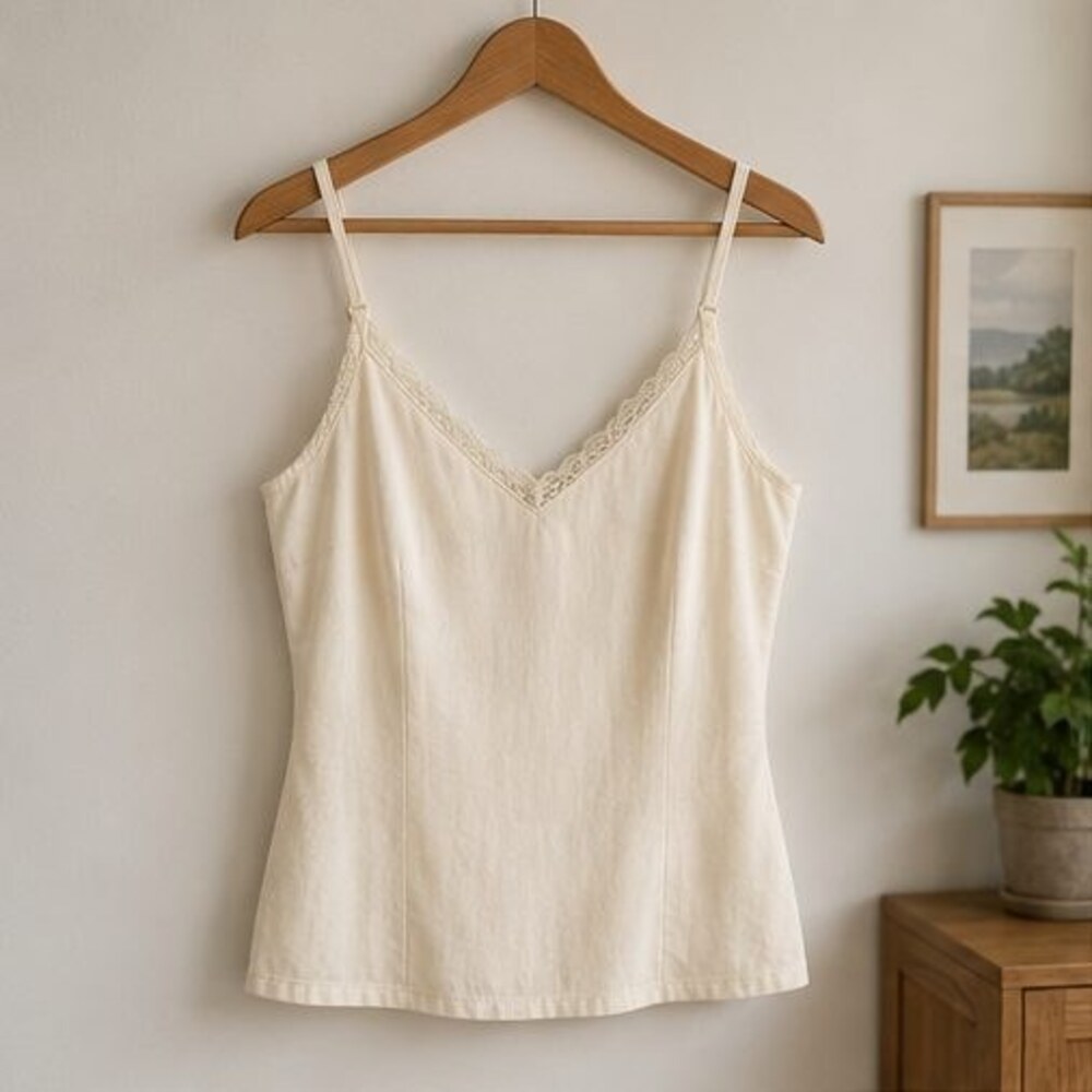 Cream Lace Trim Cami Top